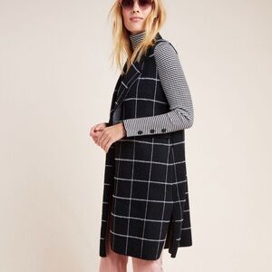 Anthropologie Quinn Windowpane Longline Duster Vest -NEW- One Size